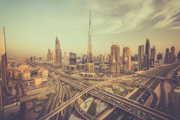 Dubai Skyline Highways Und Verkehr — Stockfoto