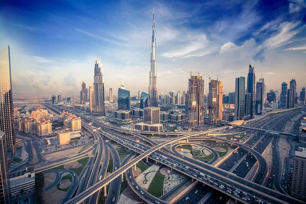 Dubai Skyline Highways Und Verkehr — Stockfoto