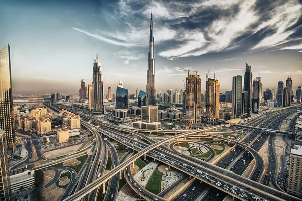 Dubai city från ovanifrån Stockbild