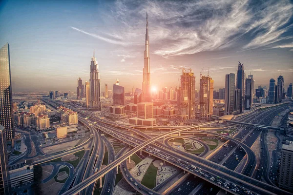 Dubai city von oben gesehen Stockbild