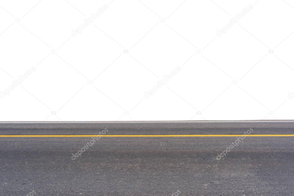 Side view of asphalt road isolated on white background. 