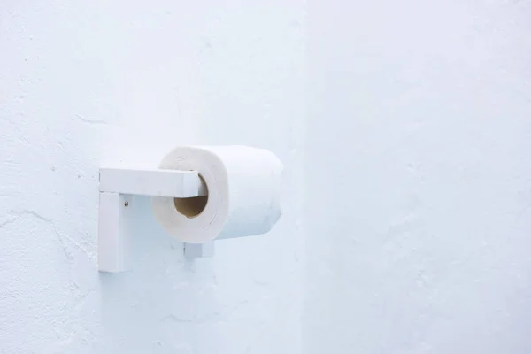 Primer plano del rollo de papel tisú en el baño — Foto de Stock