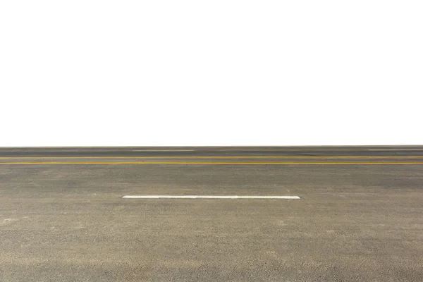 Boční Pohled Asfaltovou Silnici Izolovanou Bílém Pozadí Toto Oříznutou Cestu — Stock fotografie