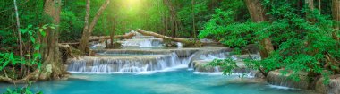 Panoramik güzel derin orman şelale Tayland