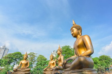 Colombo, Sri Lanka - 24 Mart 2016: Buda heykelleri Seema Malaka tapınağında Colombo, Sri Lanka.