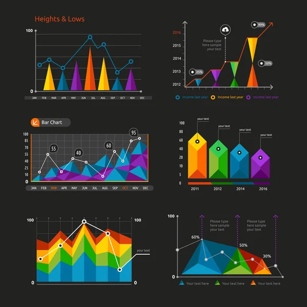 Gráficos e gráficos definidos . — Vetor de Stock