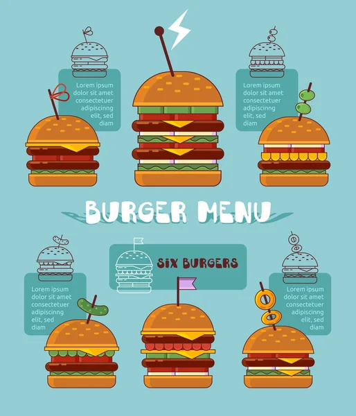 Burger Icon Set — Stok Vektör