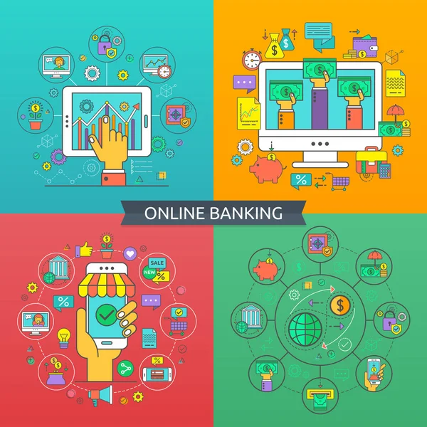 Set of Online banking icon — Stock Vector