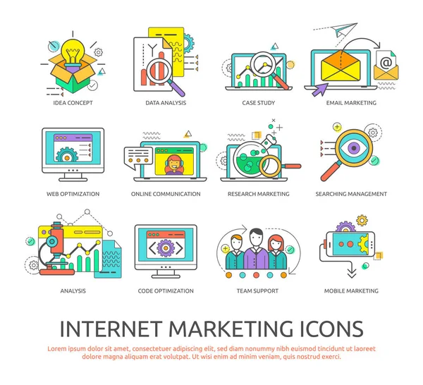 Zestaw ikonę Internet marketing — Wektor stockowy