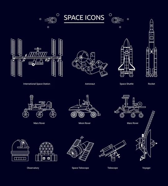 Conjunto de iconos de espacio. — Vector de stock