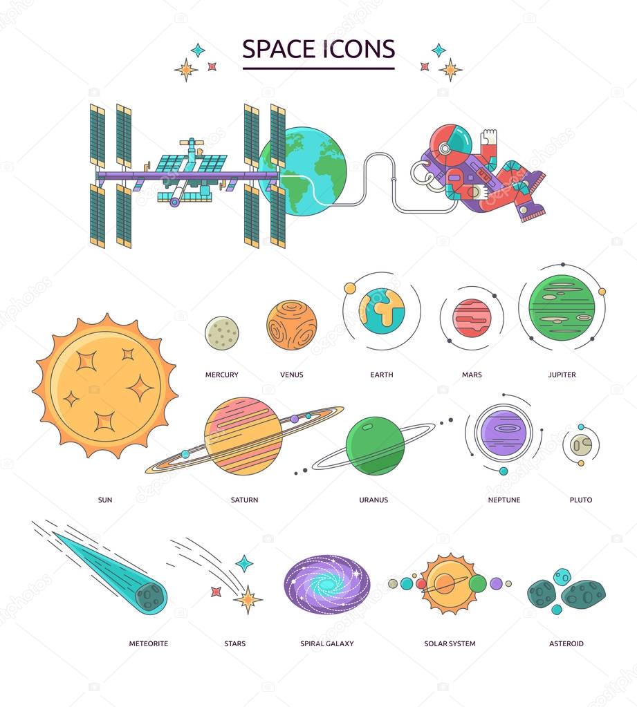 Set of space icons.