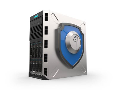 Ağ sunucu durum üzerinde beyaz izole.