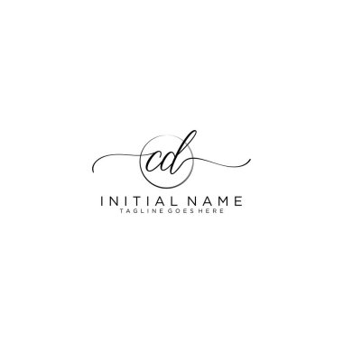 Cd Beauty vektör ilk logosu, ilk imzanın el yazısı logosu.
