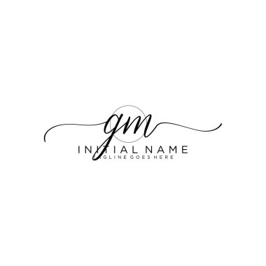 Gm Beauty vektör ilk logosu, ilk imzanın el yazısı logosu.