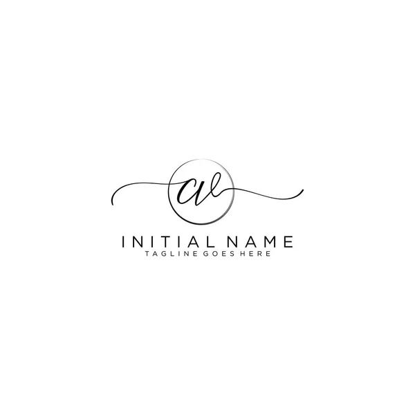 Belleza Vector Logotipo Inicial Logotipo Escritura Mano Firma Inicial — Vector de stock