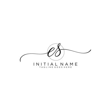 Es Beauty vektör ilk logosu, ilk imzanın el yazısı logosu.