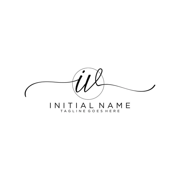 Belleza Vector Logotipo Inicial Logotipo Escritura Mano Firma Inicial — Vector de stock