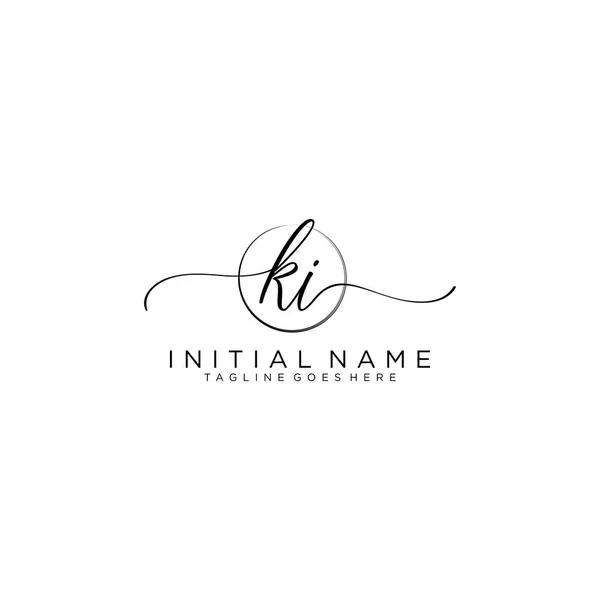 Beauty Vector Logotipo Inicial Logotipo Escritura Mano Firma Inicial — Vector de stock