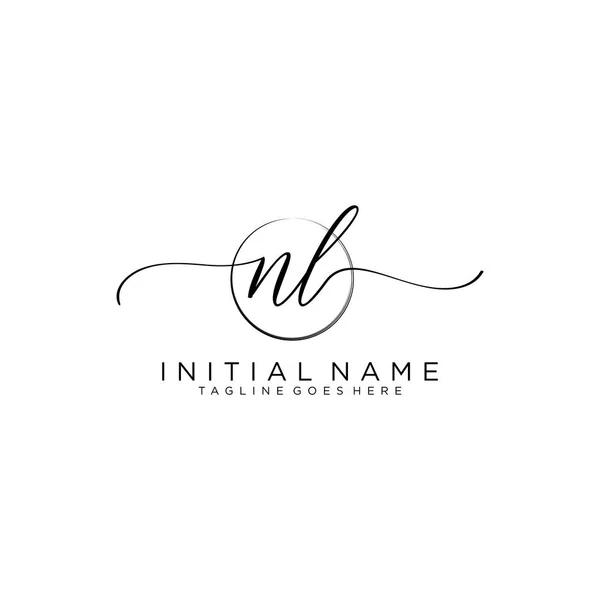 stock vector NL Beauty vector initial logo, handwriting logo of initial signature.