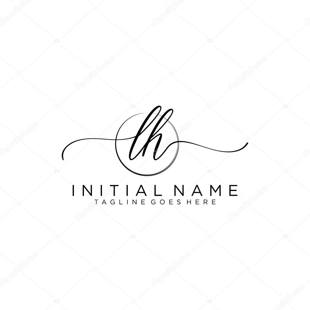 LH Beauty vector initial logo, handwriting logo of initial signature.