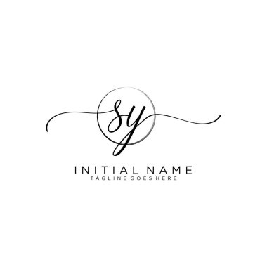 Sy Beauty vektör logosu, ilk imzanın el yazısı logosu.