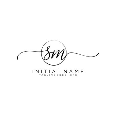 Sm Beauty vektör logosu, ilk imzanın el yazısı logosu.