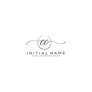 Cc Beauty vektör ilk logosu, ilk imzanın el yazısı logosu.