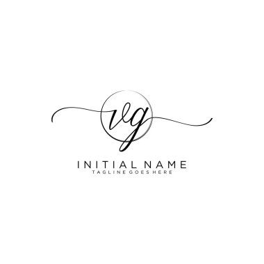 Vg Beauty vektör ilk logosu, ilk imzanın el yazısı logosu.