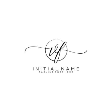 Vf Beauty vektör logosu, ilk imzanın el yazısı logosu.