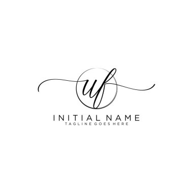 Uf Beauty vektör logosu, ilk imzanın el yazısı logosu.