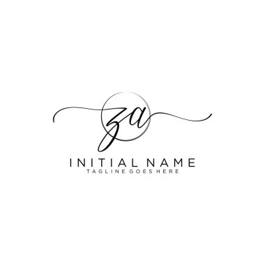 Za Beauty vektör ilk logosu, ilk imzanın el yazısı logosu.