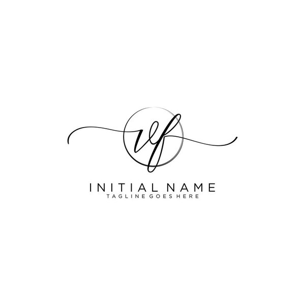 VF Beauty vector initial logo, handwriting logo of initial signature.