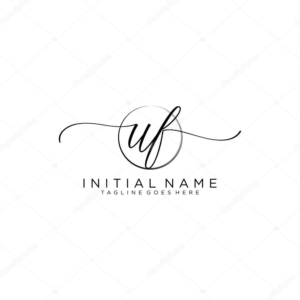 UF Beauty vector initial logo, handwriting logo of initial signature.