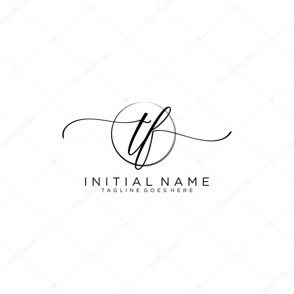 TF Beauty vector initial logo, handwriting logo of initial signature.