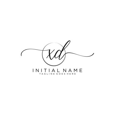 Xd Beauty vektör ilk logosu, ilk imzanın el yazısı logosu.