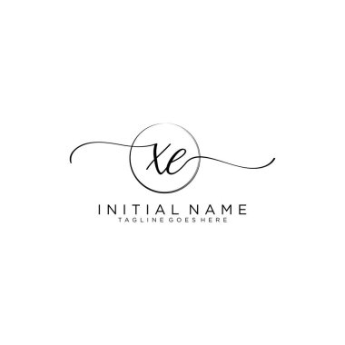 Xe Beauty vektör logosu, ilk imzanın el yazısı logosu.