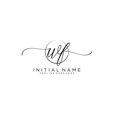 Wf Beauty vektör ilk logosu, ilk imzanın el yazısı logosu.