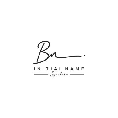 Harf Bm İmza Logo Şablon Vektörü