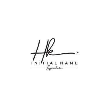 Hk Harfi İmza Logo Şablonu Vektörü