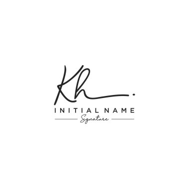 Kh İmzalı Logo Şablon Vektörü