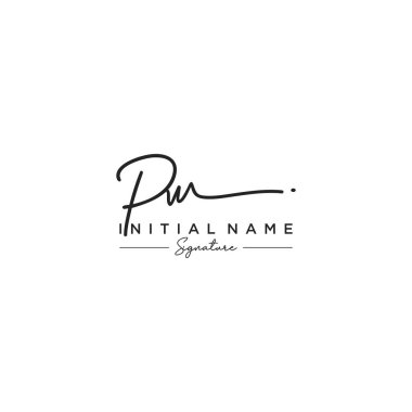 Pw Harfi İmza Logo Şablonu Vektörü