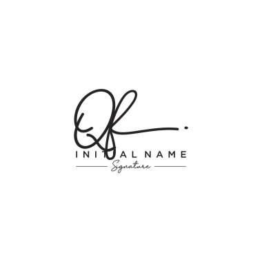 Qf Harfi İmza Logo Şablonu Vektörü