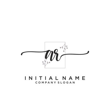 AR İlk El Yazısı Logosu Tasarımı. Moda, fotoğrafçılık, düğün, güzellik, iş dünyası logosu.