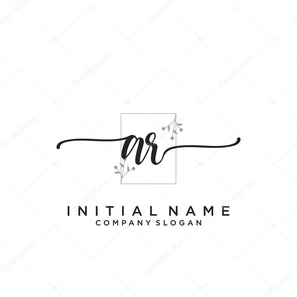 AR Initial handwriting logo design. Logo for fashion,photography, wedding, beauty, business company.