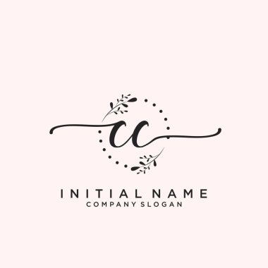 CC İlk El yazısı Logosu Tasarımı. Moda, fotoğrafçılık, düğün, güzellik, iş dünyası logosu.
