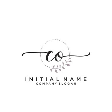 CO ilk el yazısı logosu tasarımı. Moda, fotoğrafçılık, düğün, güzellik, iş dünyası logosu.