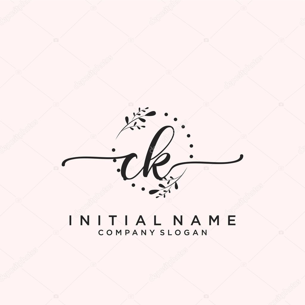 CK Initial handwriting logo design. Logo for fashion,photography, wedding, beauty, business company.