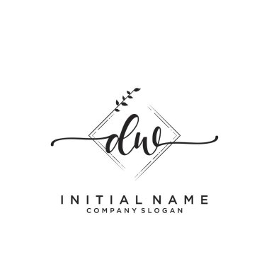 DW İlk El yazısı Logosu Tasarımı. Moda, fotoğrafçılık, düğün, güzellik, iş dünyası logosu.