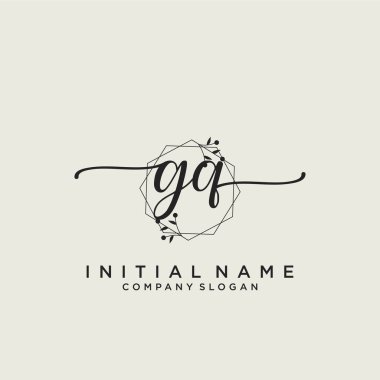 GQ İlk El yazısı Logosu Tasarımı. Moda, fotoğrafçılık, düğün, güzellik, iş dünyası logosu.
