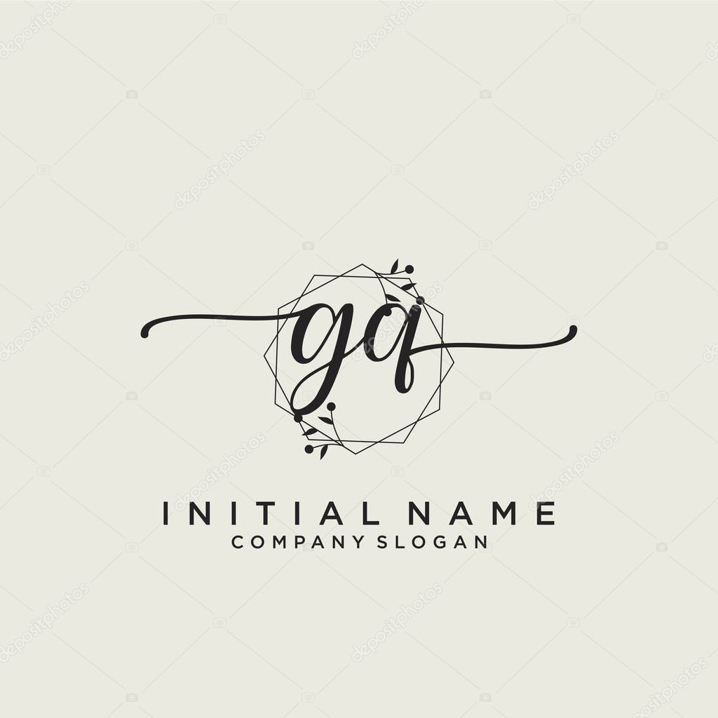 GQ Initial handwriting logo design. Logo for fashion,photography, wedding, beauty, business company.